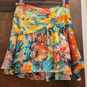 Milly Mira Garden Floral Print Mini Skirt sz 6